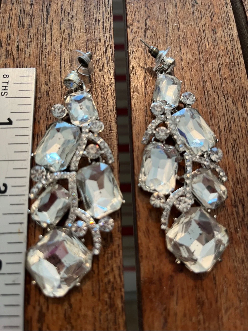 Wedding/Pageant Crystal Drop Statement Earrings - Clear/Silver